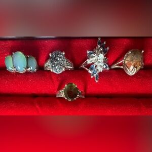 Gemstone Rings- Lot. Moonstone, Smokey Topaz, and Quartz
